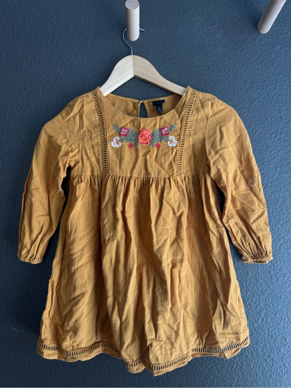 art class Mustard Yellow Embroidered dress